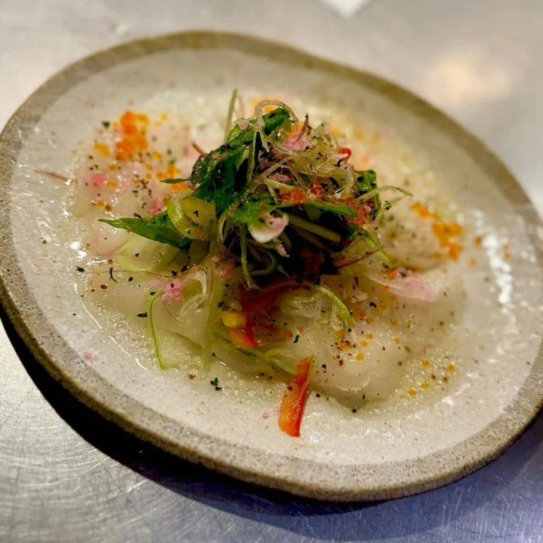 炙りえんがわのカルパッチョ(蒲田居酒屋/蒲田貸切/蒲田歓迎会/蒲田昼飲み/蒲田海鮮/蒲田せんべろ/蒲田日本酒)