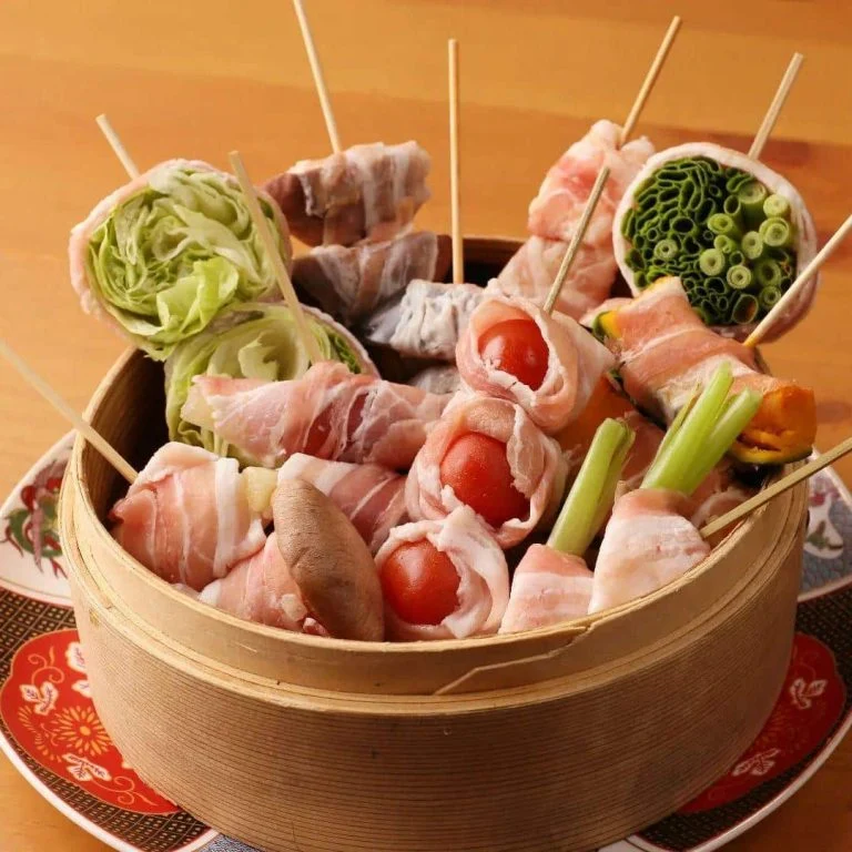たまか3大名物、蒸し野菜巻き串。蒲田居酒屋/蒲田昼飲み/蒲田シャリキン/蒲田日本酒/蒲田せんべろ/蒲田貸切