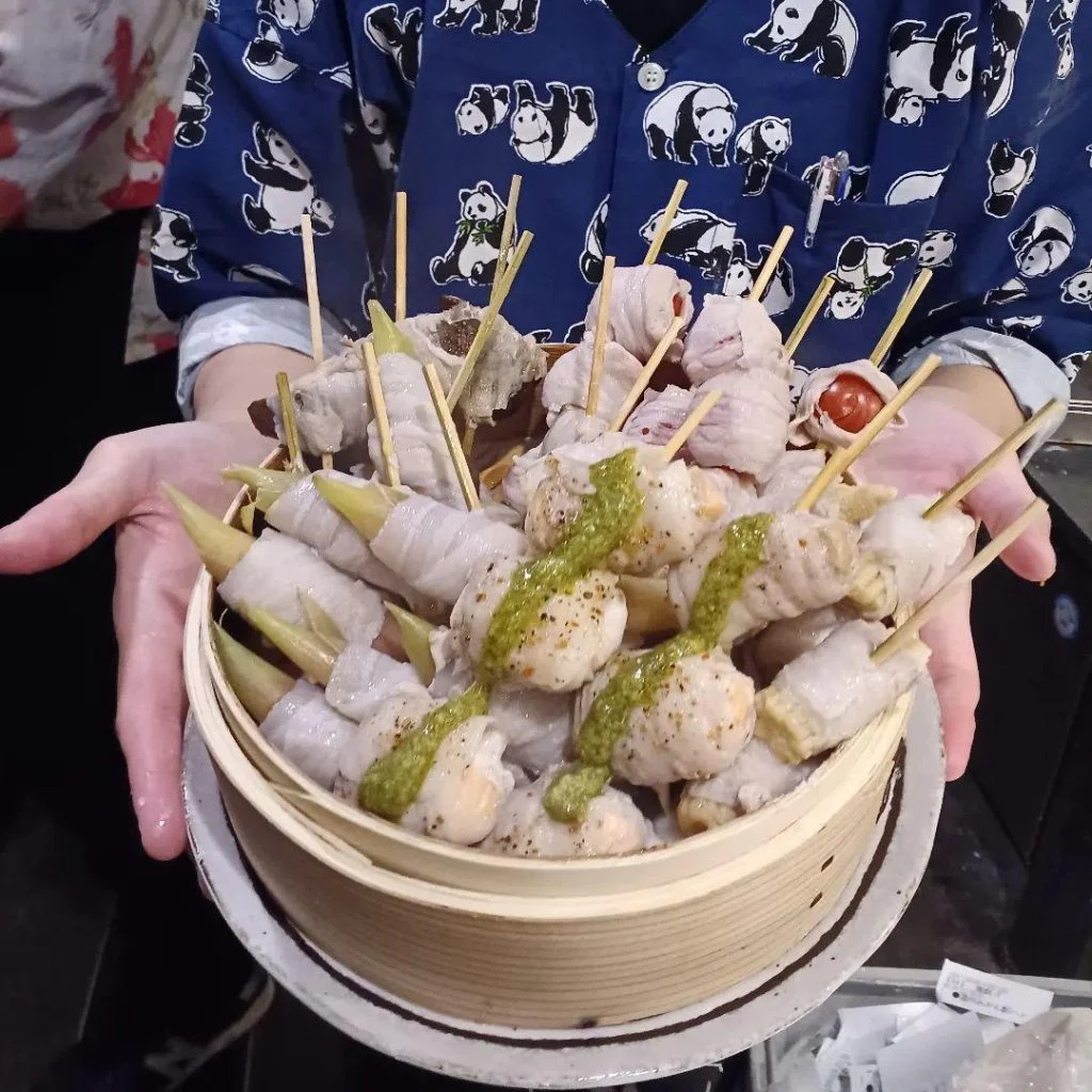 たまか食堂名物!蒸し野菜巻き串。蒲田居酒屋/蒲田宴会/蒲田ハッピーアワー/蒲田シャリキン/蒲田昼飲み/蒲田日本酒